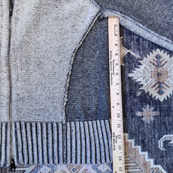 Ruff Hewn Silk Blend Full Zip Raw Hem Sweater Two-Tone Gray Women’s Size Large - Picture 10 of 11